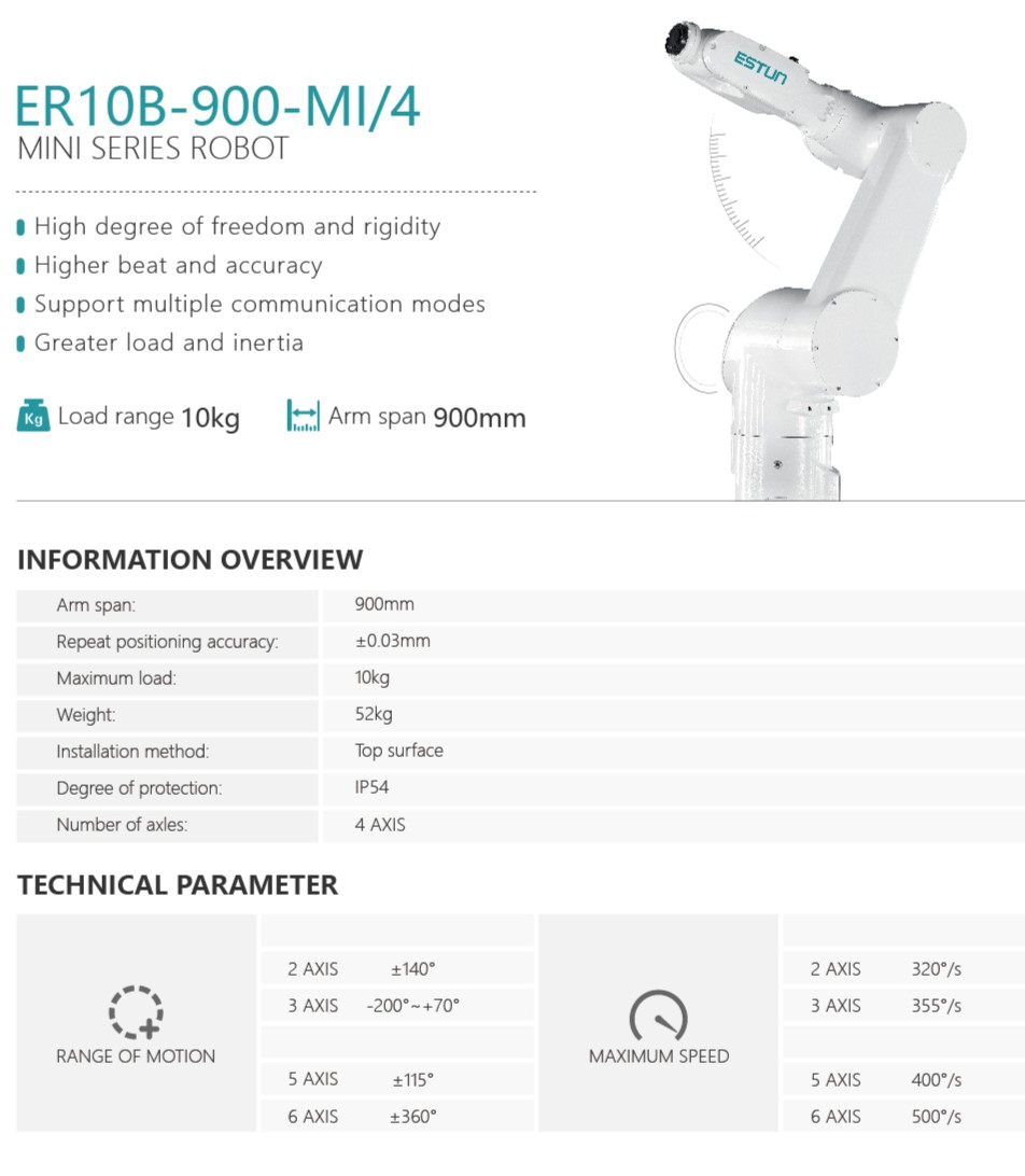 Cánh Tay Robot 4 Bậc Tự Do (4 Trục) - ER10B-900-MI/4