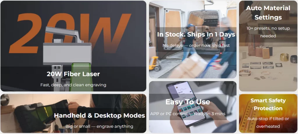 Máy Khắc Laser Mini Cầm Tay 20W Siêu Tốc