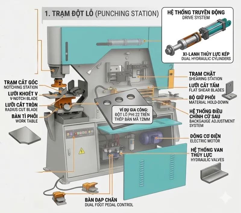 Máy cắt đột 5 chức năng liên hợp