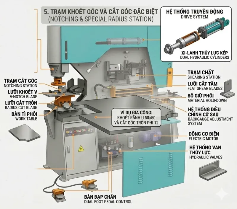Máy cắt đột 5 chức năng liên hợp
