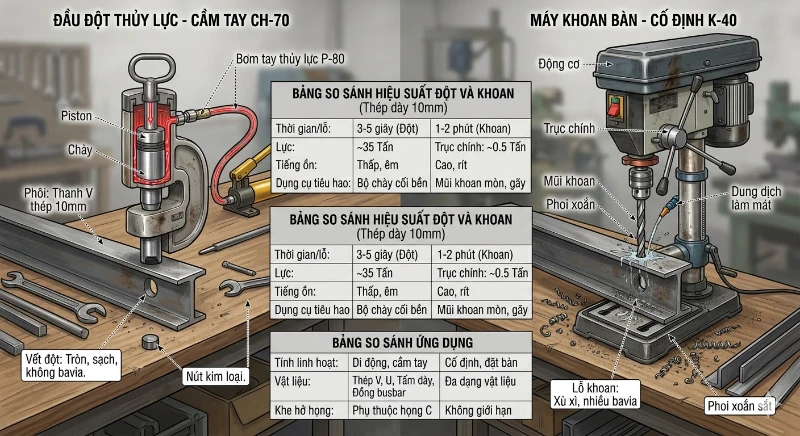 Đầu đột lỗ thủy lực