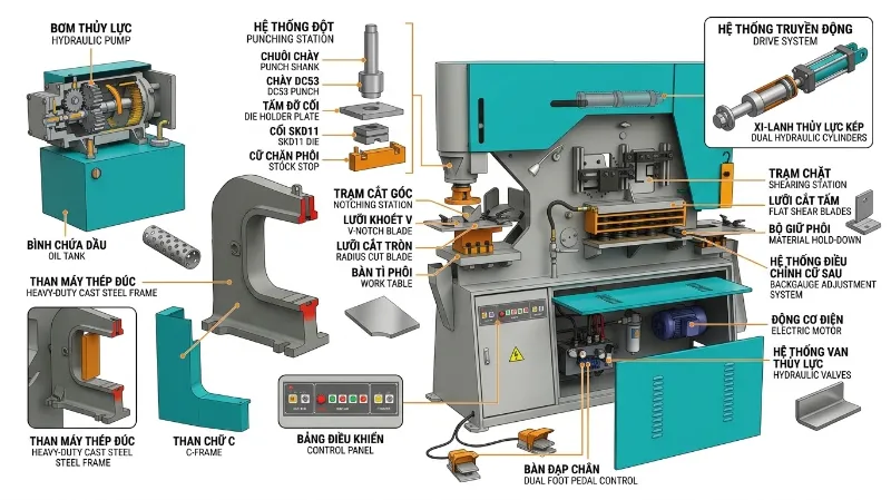 Máy cắt đột 5 chức năng liên hợp