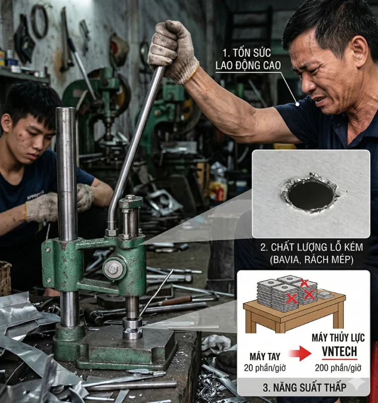 Máy đột dập bằng tay còn có ích cho xưởng gia công 2026?