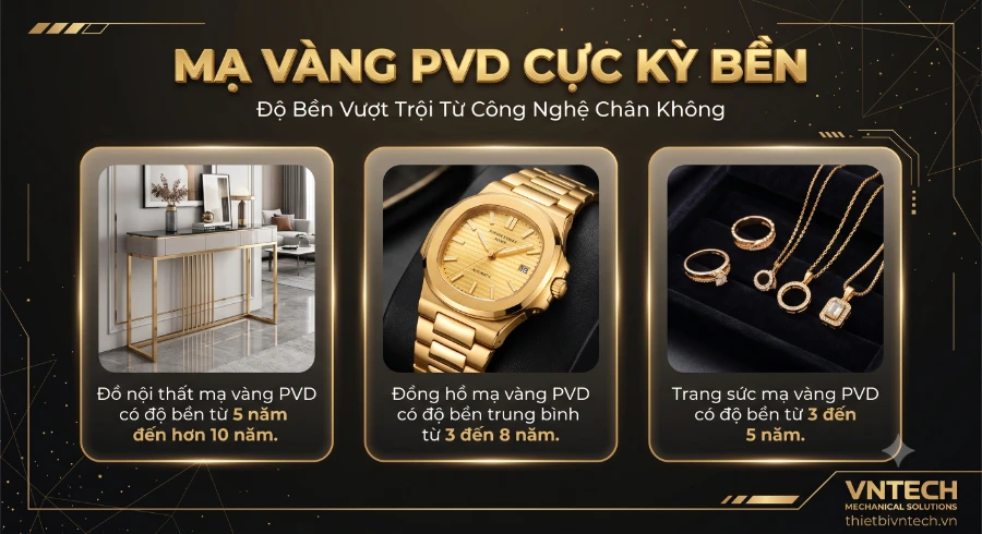 Câu hỏi: Mạ vàng PVD có bền không? Độ bền nao nhiêu năm?