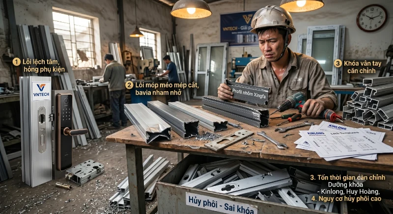 Máy phay khóa cửa nhôm CNC