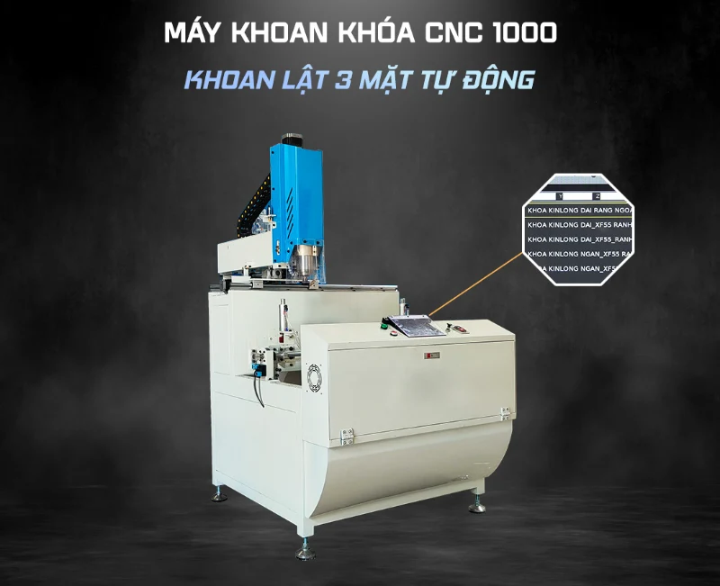 Máy phay khóa cửa nhôm lật 3 mặt