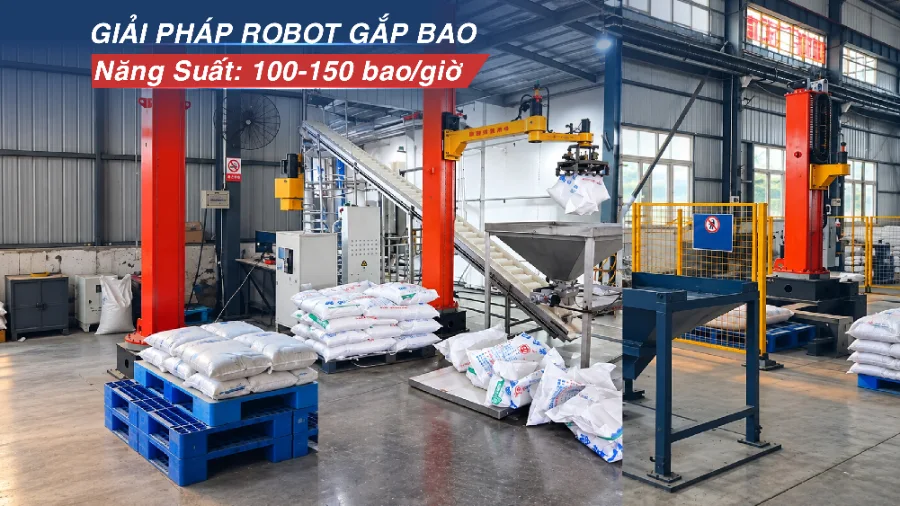 Robot gắp bao: Giải pháp bốc xếp tự động, giảm 80% chi phí nhân công