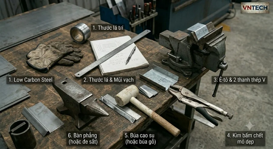 Dụng cụ gấp mép tôn bằng tay